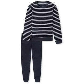 SCHIESSER Pyjama Casual Nightwear Frottee (2 tlg) schlafanzug schlafmode bequem blau 54