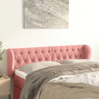 vidaXL Kopfteil mit Ohren Rosa 147x23x78/88 cm Samt