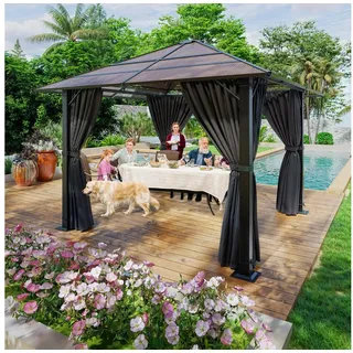 HOMALL Pavillon 3*3m/3*4m Gartenlaube - Aluminium Gartenlaube, UV-geschützt, mit 4 Seitenteilen, (Mit 4 Seiten und 4 Moskitonetzen, geeignet für verschiedene Szenen im Freien) 300 cm
