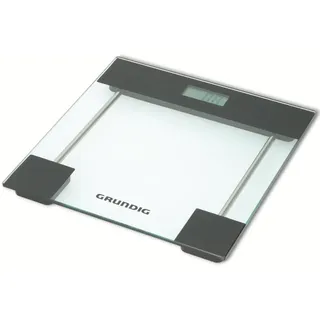Grundig Personenwaage – Digitale Körperwaage aus Glas – Waage mit LCD Display – Tragkraft bis 180 kg – Einheiten kg, lb und st – 28x28 cm – Glass