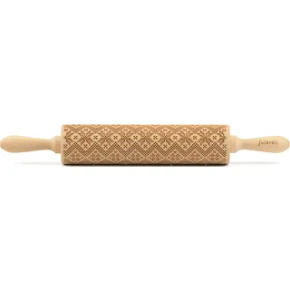 Strobbe Folkroll "3D-Motiv-Teigrolle", braun, L:43cm, Buchenholz, Teigroller, Skandinavien