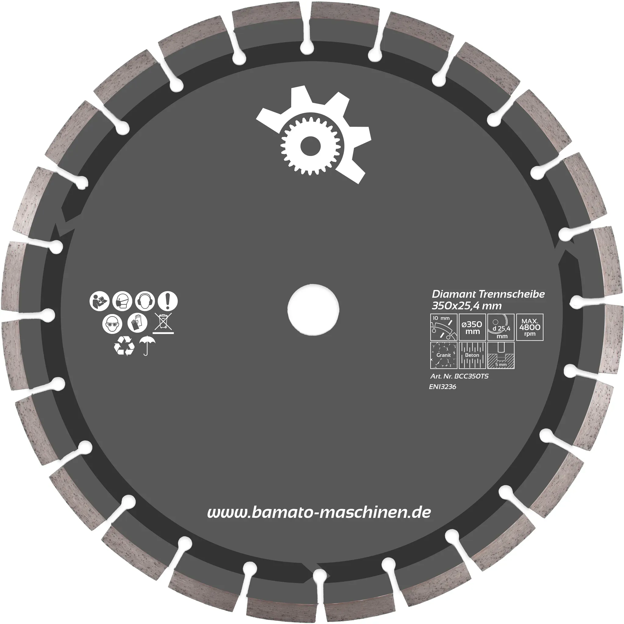BAMATO Diamant Trennscheibe 350 x 25,4 mm