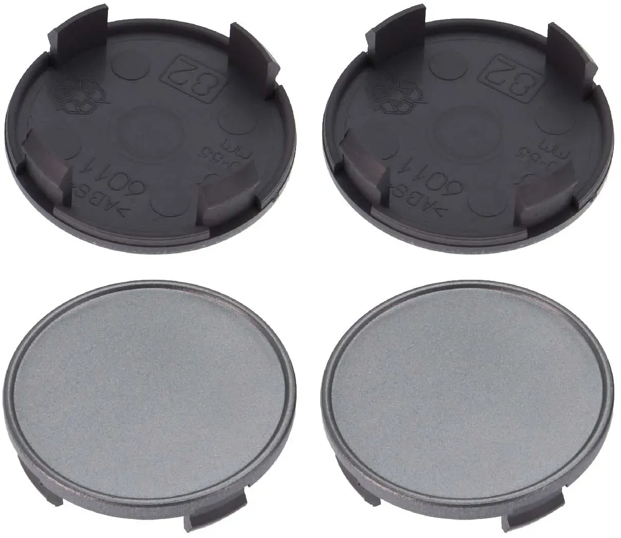 4 Nabenkappen Ø 60,0 mm - 55,0 mm / rund umrandet / Klebefläche