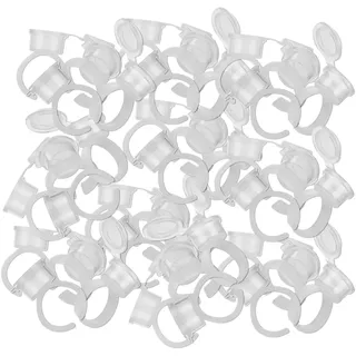 Tattoo Tinte Ringe, Microblading Pigment Kleber Halter Tasse, 50 Stück Microblading Pigment Ringbecher mit Deckel für Tattoo Tinte semi permanentes Make up Augenbrauen Kleberbehälter(Weiss)