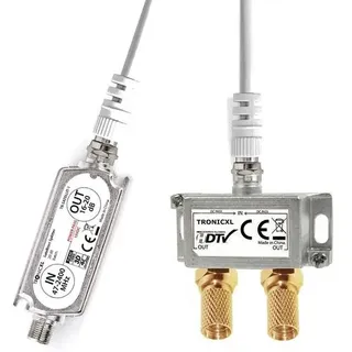 Sat Verstärker Signalverstärker Signalteiler Signal Signalverteiler mit 2-Fach Antennenverteiler Splitter 3D 4K HDTV