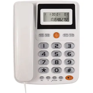 Festnetztelefon mit Kabel Schreibtisch Telefon mit großem Knopfkabel für Senioren Telefon mit LCD-Display Funktionen Flash/Wahlwiederholung/Freisprecheinrichtung Dual Ports für die