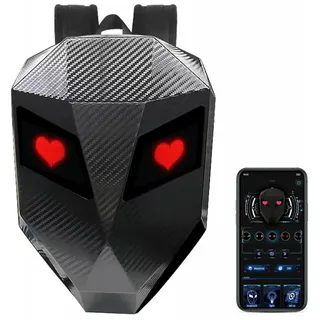 MENDUNER Motorrad Rucksack für Herren, Programmierbarer Motorrad Rucksack, Hartschalen LED Rucksack, Wasserdichter Digitaler Rucksack mit Kohlefaserstruktur für Reisemotorräder