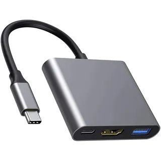 Apple USB C auf HDMI Multiport Adapter 4K @ 60Hz für iPhone 15/16, MFi-zertifizierter Type-C Digital AV Hub mit USB 3.0, 100W PD für MacBook Pro Air iPad Pro