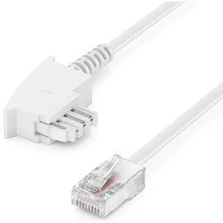 deleyCON 10m Routerkabel TAE-F auf RJ45 (8P2C) Anschlusskabel Kompatibel mit DSL ADSL VDSL Fritzbox Internet Router an Telefondose TAE - Weiß