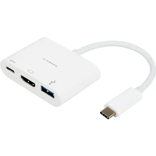 Vivanco USB-C zu (USB-C, 3 Ports), Dockingstation + USB Hub, Schwarz