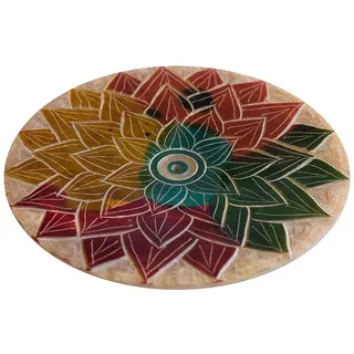 Saraswati Räucherstäbchenhalter "Mandala" Speckstein graviert 8 cm