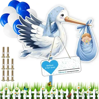 Klapperstorch SET zur Geburt Baby,Baby Geburt Klapperstorch Set,Kazaigou Storch Geburt für Draussen,Klapperstorch Zur Geburt Draußen,Holzstorch Zur Geburt,Storch Geburt Storch für Draussen