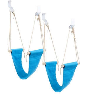 PEARL Fußstütze Schreibtisch: 2er-Set Fuß-Hängematten mit Echtholz-Stäben, zum Einhängen, 60 cm (Fuß-Hängematte für Schreibtisch, Fußstütze Büro, Fußschaukel)