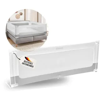 BEANBUDS® Bettgitter Rausfallschutz 200cm [1 Seite] - Bettschutzgitter Lattenrost & Boxspringbett - Baby Gitterschutz Elternbett & Kinderbett - Grau - Grau/Weiß