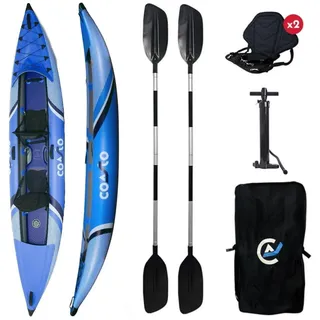Coasto Lotus 2 Personen Kajak SET aufblasbar Drop-Stich & PVC Kanu Boot Kayak Pa