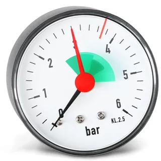 Instalguru Manometer 63 mm Druck 0–6 Bar Messinganschluss Hinten G 1/4 Axial Zoll Druckmanometer Wasser Heizungsanlage Armatur Drucküberwachung In Geschlossenen Systemen