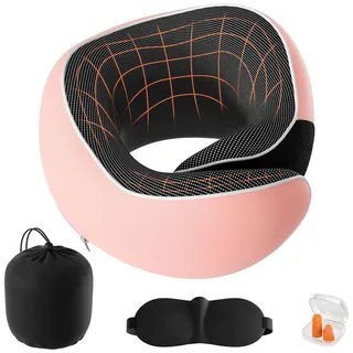 LuxusKollektion Nackenkissen Nackenkissen Flugzeug Auto Memoryfoam Ohrstöpsel Augenmaske Rosa rosa