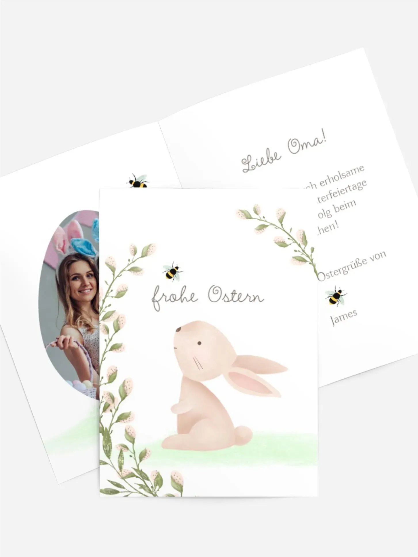 Osterkarten selbst gestalten mit Spruch und Fotos im Onlinedesigner bei Meine-Kartenmanufaktur.de