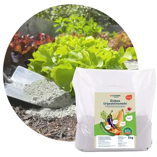 Schicker Mineral Diabas Urgesteinsmehl fein 5 kg, natürlicher Bodenhilfsstoff für Garten und Landwirtschaft, Gesteinsmehl, Nährstofflieferant, Bodenverbesserer, Pflanzenschützer, Kompostbeschleuniger