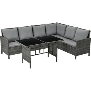 Svita Madison Rattan-Lounge Ecksofa Gartenmöbel-Set Grau