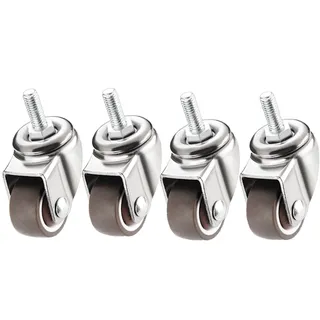 KOOEIN Möbelrollen, 4x Transportrollen, m6/m8/m10, Lenkrollen mit Bremse, geräuscharme Gummirollen, kleine Rollen, einfache Montage, 25mm/1in-4swivel