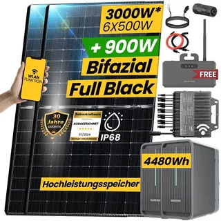 epp.solar 3000W/3000W Balkonkraftwerk mit Speicher 4,48 kWh Marstek B2500-D Speicher | TSOL MP 3000W WIFI Wechselrichter Smart PV Anlage