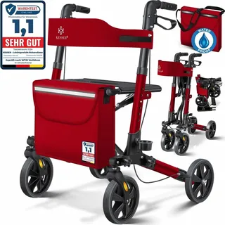 Kesser KESSER® Rollator faltbar mit Sitz, Griff, Tasche, schmal für Senioren Wohnung, Klappbar, Höhenverstellbar, Reflektoren All Gelände Reifen Indoor-& Outdoor, Gehhilfe, Laufhilfe