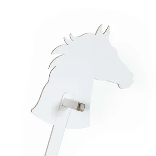 foldzilla Steckenpferd aus Pappe 115 x 40 x 25 cm Hobbyhorse Stockpferd - Pferd weiß zum Bemalen und Bekleben