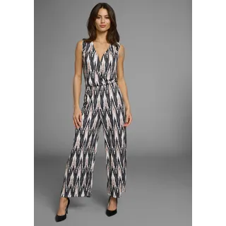 LAURA SCOTT LAURA SCOTT, Damen, Gr. 42, N-Gr, schwarz, weiß, rosa, zickzack, Jersey, Obermaterial: 95% Polyester, 5% Elasthan, mehrfarbig, feminin, figurumspielend wadenlang, ohne Ärmel, Overalls, Oberteil in Wickeloptik mit elastischen Bund - NEUE KOLLEKTION