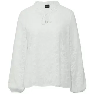 S.Oliver BLACK LABEL Semitransparente Bluse mit Tunika-Ausschnitt und Rüschen Ecru 40 - 40