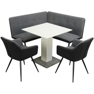 Hti-Living Sitzgruppe Anthrazit/Grau/Weiß Joschka