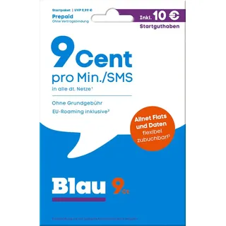 blau.de 9 Cent Startpaket Prepaid-Karte ohne Vertragsbindung