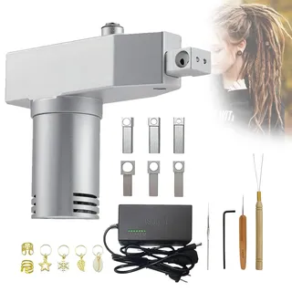 SgyGlyn Handgehaltenes Dreadlock-Werkzeug, automatische Loc Maker-Maschine mit 6 austauschbaren Lochgrößen (6/8/10/12/14/16 mm) und Mehreren Styling-Tools