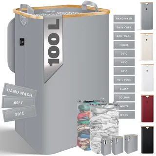Kesser KESSER® Wäschekorb mit Deckel faltbar Wäschebox Wäschetruhe Wäschetonne Wäschesammler mit herausnehmbaren Wäschesäcke Laundry Baskets Wäschesortierter inkl. Waschhinweisen