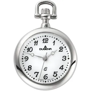 Dugena Damen-Taschenuhr 4460502 Lepine, Quarzwerk, weißes Zifferblatt, Edelstahlgehäuse, mit Acrylglas und arabischen Ziffern, inklusive Kette, 24,5 mm