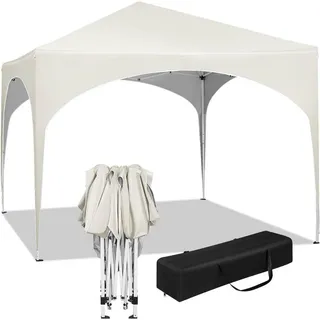 Woltu Faltpavillon 3 x 3 m inkl. 4 Seitenteile Beige/Weiß