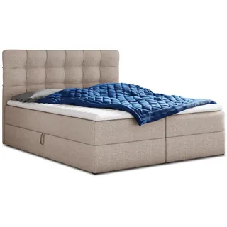 Sofnet Boxbett, (Beige Textil, H3, Rechteckig, 140x200 cm) Schlafzimmer, Betten, Boxspringbetten