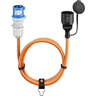 goobay Camping Adapterleitung 1,5 m CEE-Stecker auf Buchse mit Schutzkontakt Kupplung