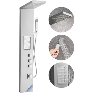 Vevor Duschpaneel-Turmsystem (3 in 1) mit Regenwasserfall-Duschkopf, (1345 mm) Duschsäule aus gebürstetem Edelstahl, Regenmassagesystem zur Wandmontage, mit Handbrause & großem Körperstrahl