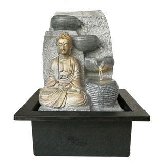 Dehner Polyresin-Zimmerbrunnen Steine Grau|Gold