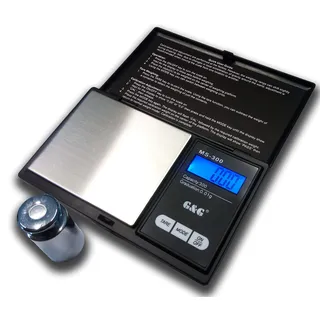 G&G MS Feinwaage Taschenwaage Digitalwaage Münzwaage Goldwaage Scale (100g/0.01+Kalibriergewicht, Schwarz)