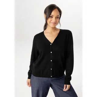 aniston plus Strickjacke mit edlen Knöpfen Schwarz 48