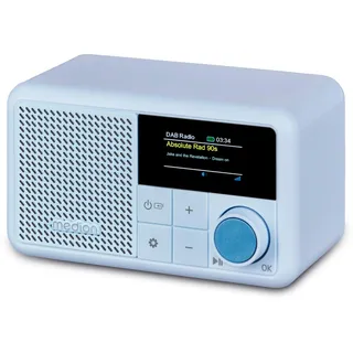 MEDION S66822 Tragbares Mini DAB+ Radio mit Bluetooth (Akku mit bis zu 6,5 Stunden, klein, dimmbares Farbdisplay, Teleskopantenne, Sleeptimer, Wecker, Snooze, AUX, USB-C) blau