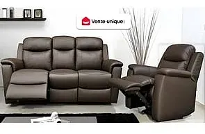 Relaxsofa Leder 3-Sitzer - Braun - EVASION