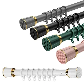 Plerile Gardinen Teleskopstange 0,4 M - 5 M, Gardinenstange Ohne Bohren, Klemmstange Für Badezimmer, Raumteiler, Schlafzimmer, Einfach Zu Verwenden (Color : Weiß, Size : 3.1m-4m)