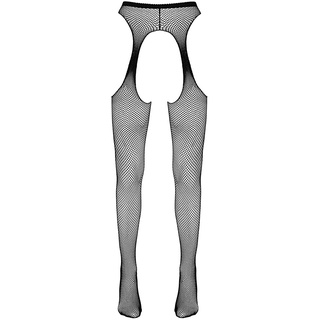 Straps-Strumpfhose aus feinmaschigem Netzmaterial, schwarz, L/XL