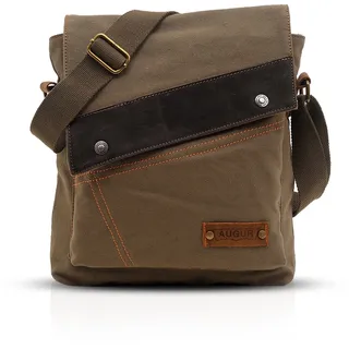 FANDARE Vintage Messenger Bag Umhängetasche Computer Briefcase Taschen für Arbeit Schule Schulranzen Crossbody Bag Damen Herren Canvas, grün, L, Freizeitrucksack