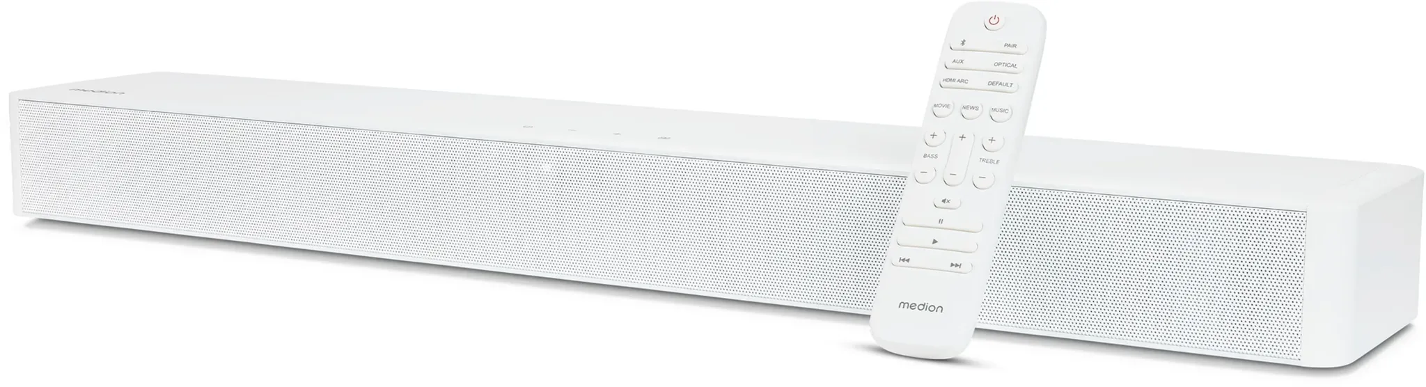 MEDION LIFE P61155 2.0 Soundbar, ideale Ergänzung zum TV bzw. Heimkino, kabellose Musikübertragung von Smartphone & Co via Bluetooth® 5.1, kompakte Soundbar mit Touch- & Fernbedienung