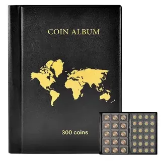 Münzen Sammelalbum 300 Taschen - Euro Coin Collection Münzalbum, Münzalbum Aufbewahrung für Sammler, Münzsammelalbum Transparent, Münzalbum Münzhalter Münzsammlung Buchgeld Penny Pocket für Sammler