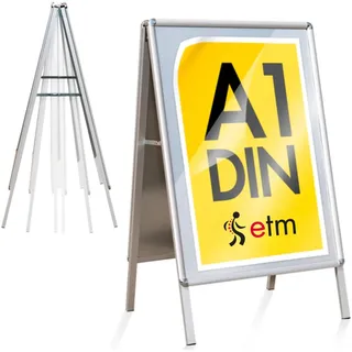 ETM Kundenstopper DIN A1 - Big SALE für 2 Plakate mit Alu Rahmen 25mm - inklusive Schutzfolie - wetterfester Plakatständer - Gehwegaufsteller Werbetafel